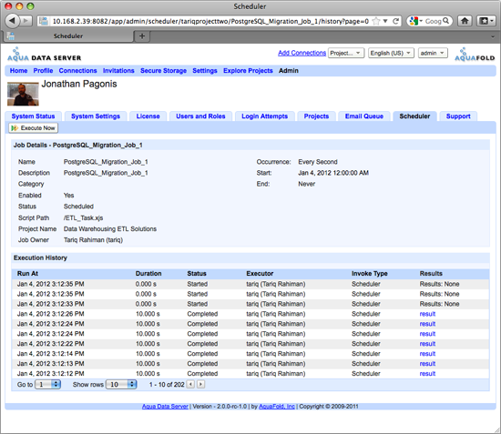 Aqua Data Server - System Administrator - Scheduler - Scheduled Job Details