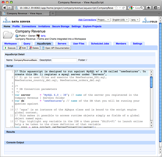 Aqua Data Server - AquaScripts - View AquaScript