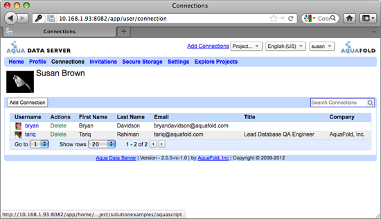 Aqua Data Server - User - Connections