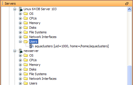 Aqua Data Studio - SSH Browser - Users node