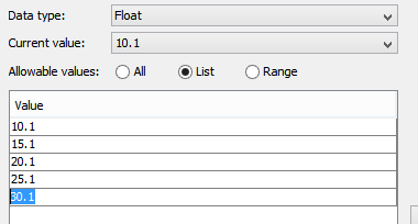 Parameter Allowable Values: List