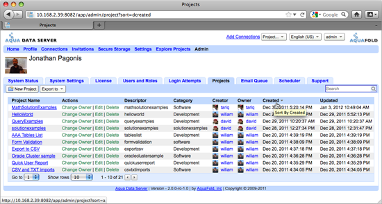 Aqua Data Server - Projects - Sorted