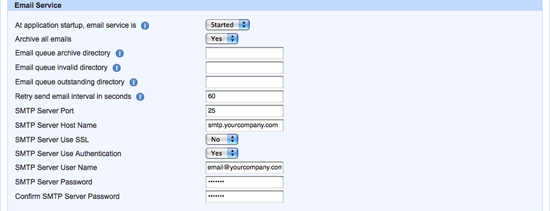 Aqua Data Server - System Settings - Email