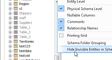 ER Modeler - Hide Invisible Entities in the Schema Tree